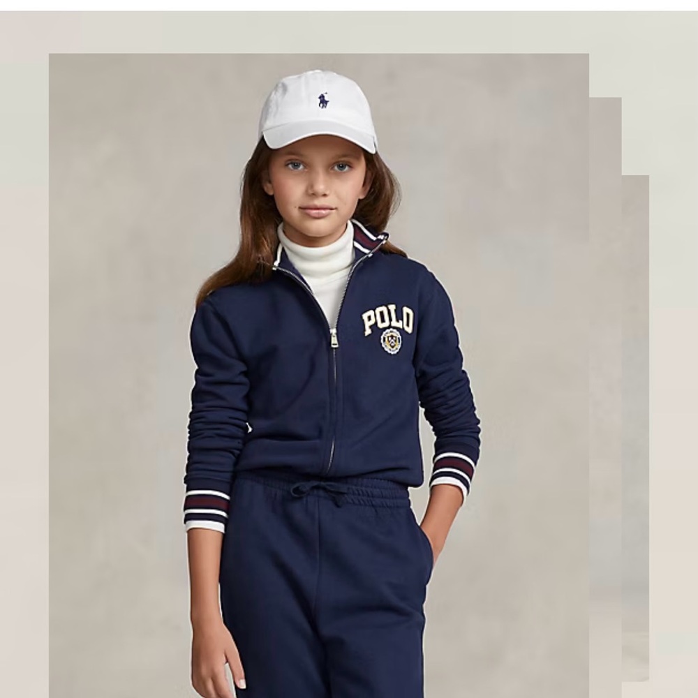 Polo by Ralph Lauren Kids Navy Logo Crest Fleece Jumpsuit size L